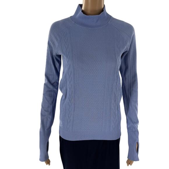 Lululemon Hydrangea Blue Rest Less Mock Neck Long Sleeve Top - Picture 4 of 10